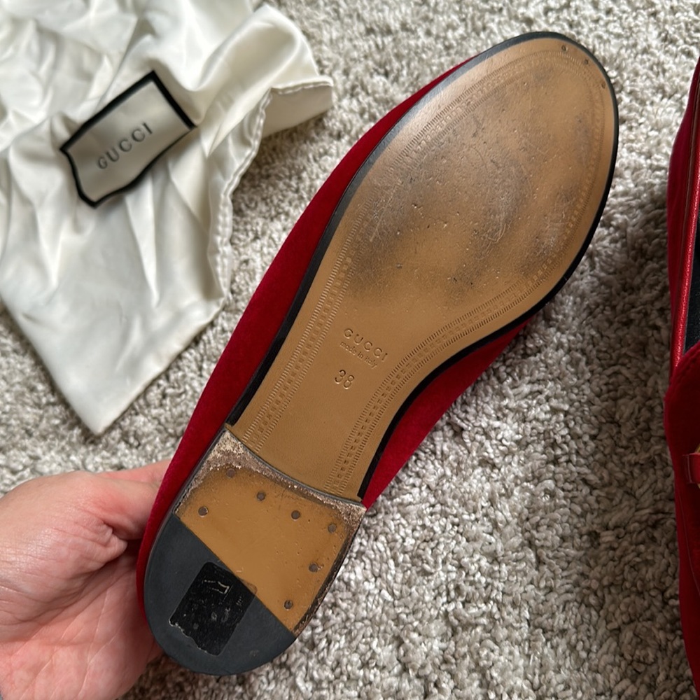 Red Gucci loafers. - Picture 9 of 10